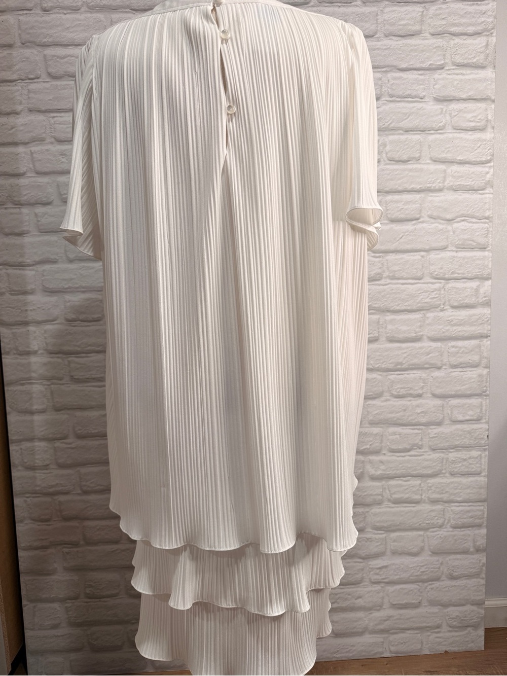 Vintage Risa Ann New York Pleated Tiered Ruffle Midi Dress - Picture 9 of 10